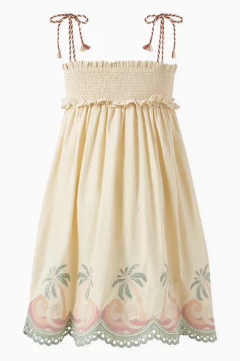 Tallow Embroidery Swing Dress in Cotton