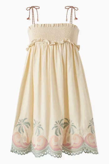 Tallow Embroidery Swing Dress in Cotton