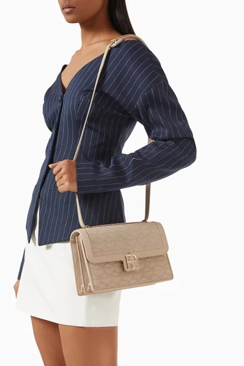 Ladies First 24 Embroidered Shoulder Bag in Armure Leather