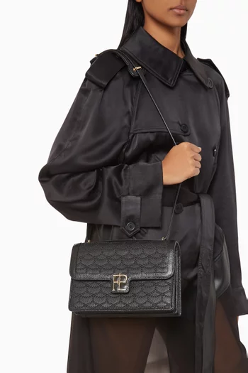 Ladies First 24 Embroidered Shoulder Bag in Armure Leather