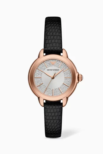 ساعة ميا كوارتز ستانلس ستيل وجلد، 32 مم