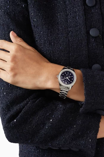 Leo Crystal Quartz Stainless Steel Watch, 36mm