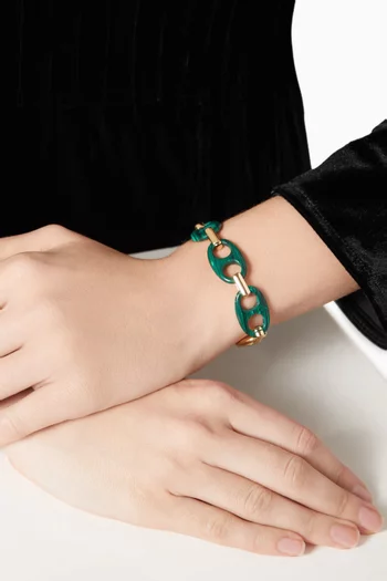 Reconstituted Malachite Chain Bracelet in Brass