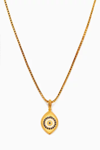 Paros Evil Eye Necklace in Yellow Gold & Sapphire