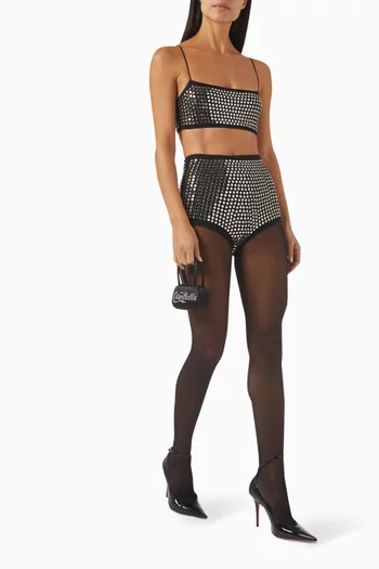 Crystal High-waisted Shorts in Mesh
