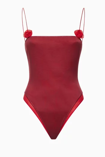 Rose Maillot Swimsuit in Lurex