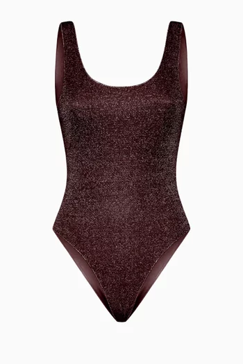Lumiere Sporty Maillot One-piece Swimsuit in Lurex