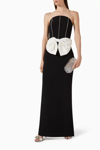 Crystal-embellished Bow Gown in Crepe