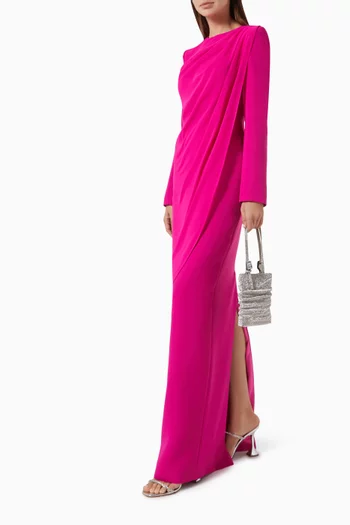 Draped Long-sleeve Gown