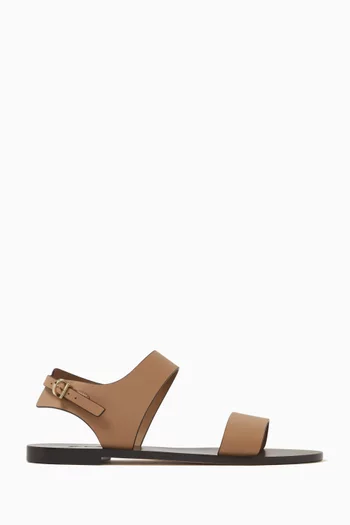 Flat Sandals in Calfskin Leather