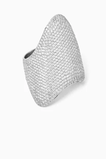 Abstract Diamond-pavé Ring in 18kt White Gold