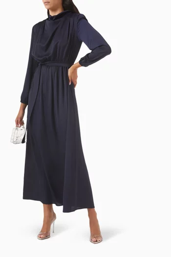 Belted Maxi Dress in Satin