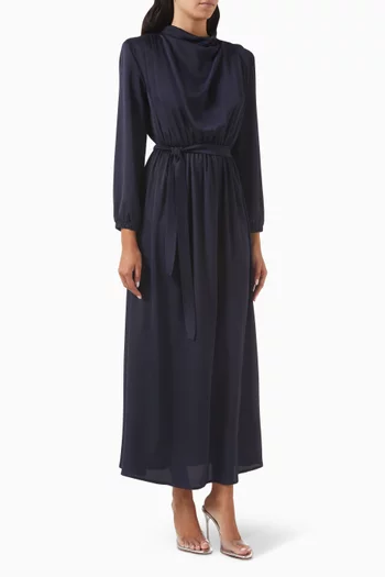 Belted Maxi Dress in Satin