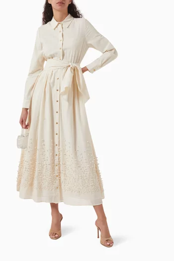 Melissa Embroidered Maxi Dress in Cotton