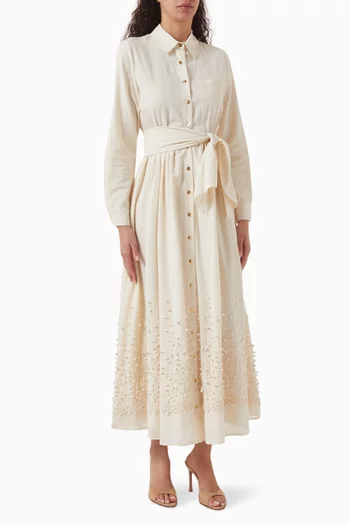 Melissa Embroidered Maxi Dress in Cotton