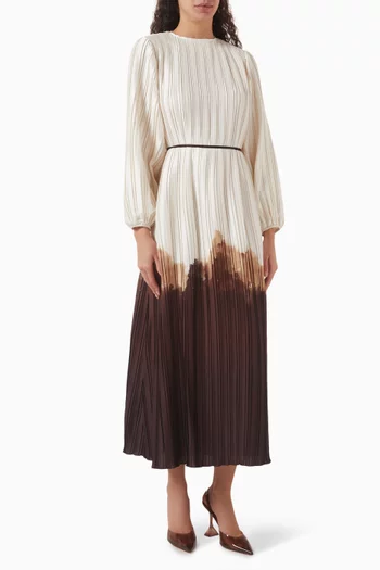 Gradient Pleated Maxi Dress in Satin