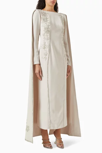 Embroidered Crystals Maxi Dress