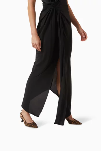 حذاء كلاسيك أسنت بسير خلفي وكعب 55 مم جلد بنقشة جلد الفهد