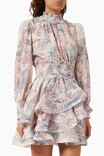Broderie Anglaise Ruffle Mini Dress