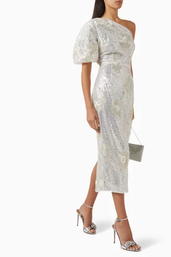 Caledonia One-shoulder Sequin Midi Dress