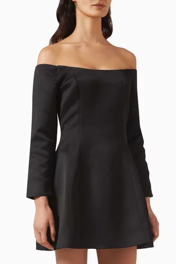 Vida Off-Shoulder Mini Dress in Satin