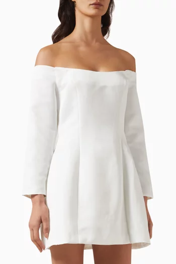 Vida Off-Shoulder Mini Dress in Satin