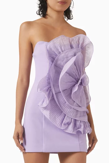 Peacock Floral Mini Dress in Stretch Crepe
