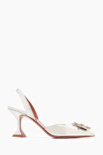 Begum 70 Crystal Slingback Pumps in Metallic Leather