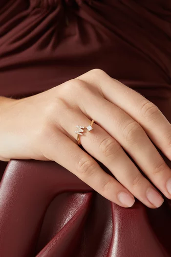 Letter 'M' Princess Diamond Ring in 18kt Yellow Gold