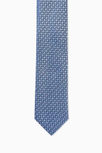 Geometric-print Tie in Silk