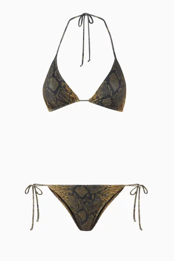 String Snake-print Bikini Set in Poly-lycra