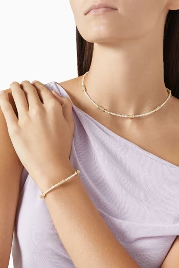 سوار ايفي بخرز صدفي وتصميم مطلي ذهب عيار 18