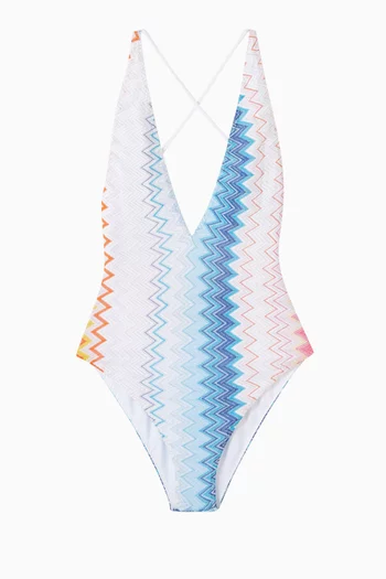 Open-back One-piece Swimsuit in Viscose Blend