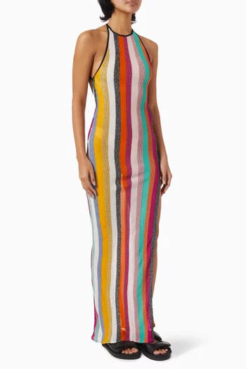 Striped Maxi Dress in Lamé