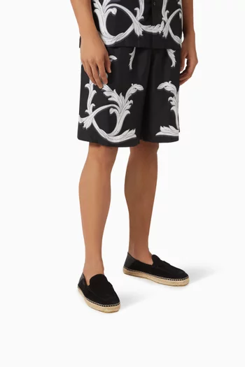 Logo Espadrille Loafers in Calf Leather