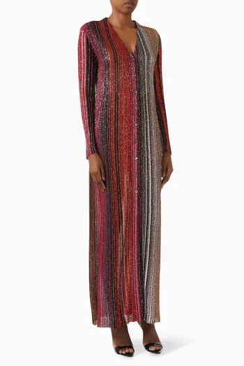 Sequin-embellished Maxi Cardigan