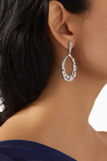 Paula Crystal Dangle Earrings in Rhodium-plated Metal