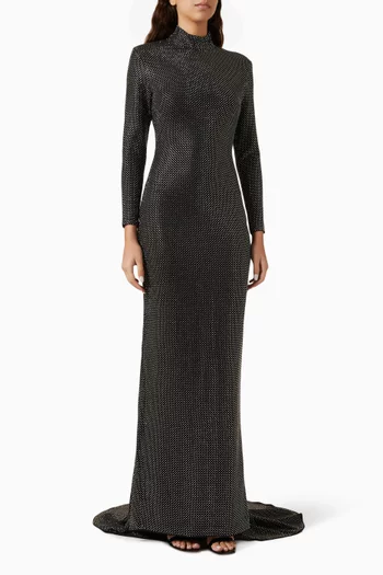 فستان سهرة فيفيان مطرز بالكريستال