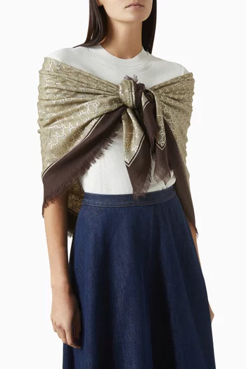 Shawl Scarf in Metallic GG Wool Jacquard