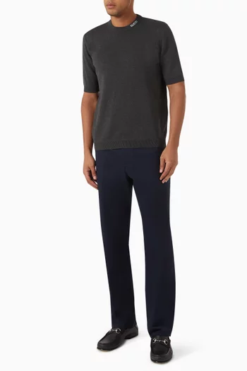 Logo-collar T-shirt in Silk-cotton