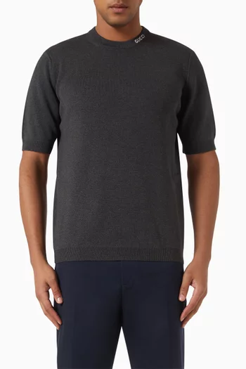 Logo-collar T-shirt in Silk-cotton