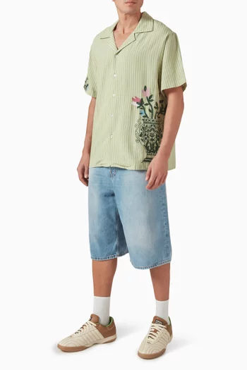La Chemise Rayée Fleurs Shirt in Cotton-blend