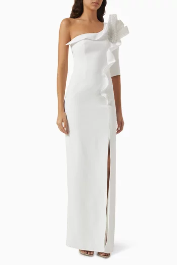 One-shoulder Embellished Column Gown