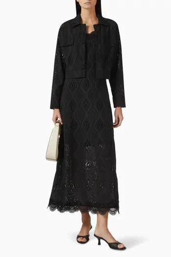 فستان ثاليا طويل مطرز قطن