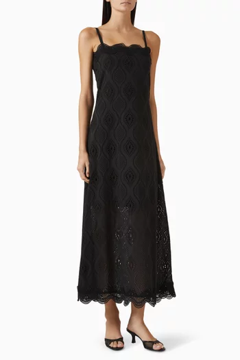 فستان ثاليا طويل مطرز قطن