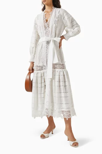 Rebecca Crochet-trim Kimono in Cotton Blend