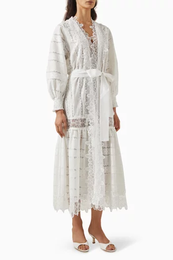 Rebecca Crochet-trim Kimono in Cotton Blend