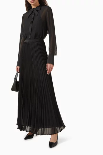 Pleated Maxi Dress in Georgette