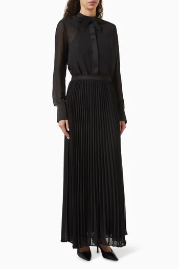 Pleated Maxi Dress in Georgette