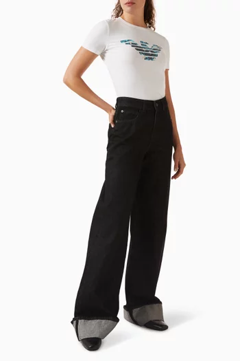 Eagle Logo-print T-shirt in Stretch Jersey